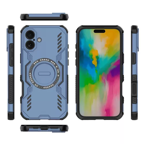 Techsuit - ArmorMag ütésálló tok - iPhone 16 Plus - Kék