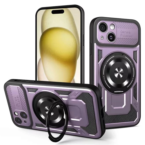 Techsuit - RuggedCam ütésálló tok - iPhone 15 Plus - Lila