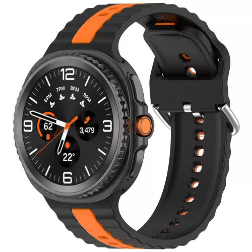 Techsuit - Watchband (W078) - Samsung Galaxy Watch8 40mm/Watch8 44mm/Watch8 Classic/Watch9 40mm/Watch9 44mm - Black / Orange