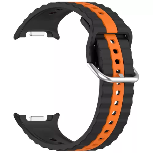 Techsuit - Watchband (W078) - Samsung Galaxy Watch8 40mm/Watch8 44mm/Watch8 Classic/Watch9 40mm/Watch9 44mm - Black / Orange
