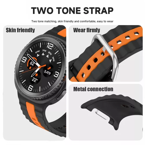 Techsuit - Watchband (W078) - Samsung Galaxy Watch8 40mm/Watch8 44mm/Watch8 Classic/Watch9 40mm/Watch9 44mm - Black / Orange
