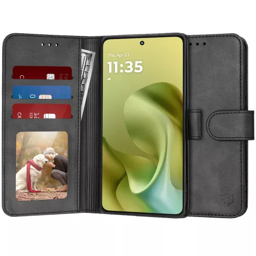 Techsuit - Diary Book kinyitható tok - Motorola Moto G86 - Fekete