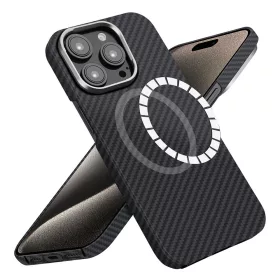   Techsuit - Aramid Fiber MagSafe tok - iPhone 15 Pro Max - Fekete