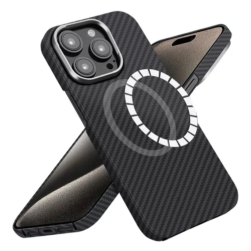 Techsuit - Aramid Fiber MagSafe tok - iPhone 15 Pro Max - Fekete