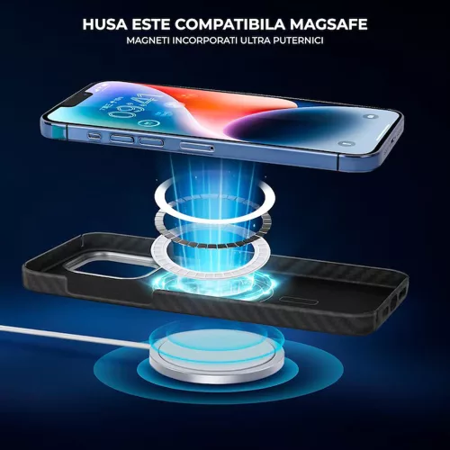Techsuit - Aramid Fiber MagSafe tok - iPhone 15 Pro Max - Fekete