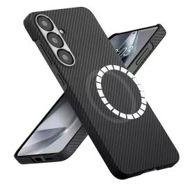   Techsuit - Aramid Fiber MagSafe tok - Samsung Galaxy S25 - Fekete