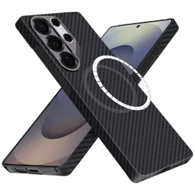   Techsuit - Aramid Fiber MagSafe tok - Samsung Galaxy S25 Ultra - Fekete