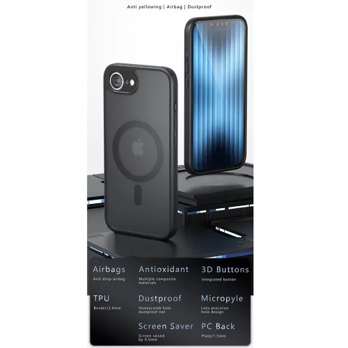 Techsuit - PureFrost MagSafe Ütésálló tok - iPhone 14 - Matt fekete