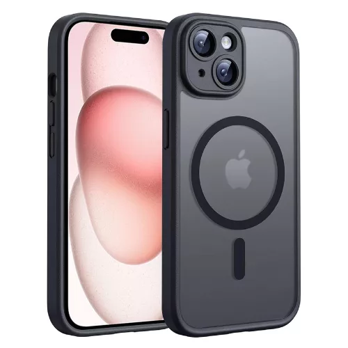 Techsuit - PureFrost MagSafe Ütésálló tok - iPhone 15 - Matt fekete