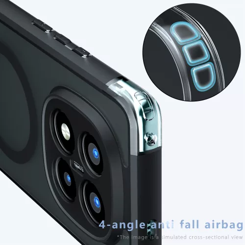 Techsuit - PureFrost MagSafe Ütésálló tok - Xiaomi Redmi Note 14 Pro+ 5G - Matt fekete