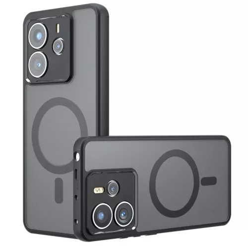 Techsuit - PureFrost MagSafe Ütésálló tok - Xiaomi Redmi Note 14 5G - Matt fekete