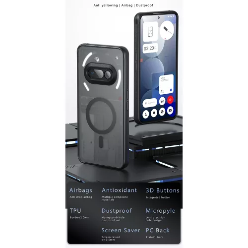 Techsuit - PureFrost MagSafe Ütésálló tok - Nothing Phone (3a) - Matt fekete