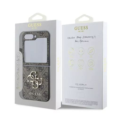 Guess - Bőr 4G Fém Logó (GUHCZF74GMGGR) - Samsung Galaxy Z Flip7 - Fekete