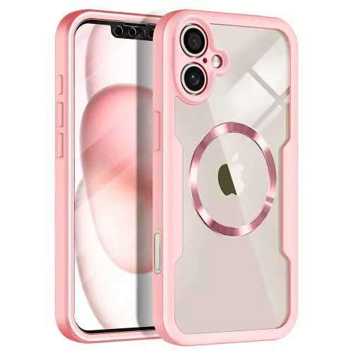 Techsuit - ColorVerse 360 MagSafe tok kijelzővédővel - iPhone 17 - Rózsaszín