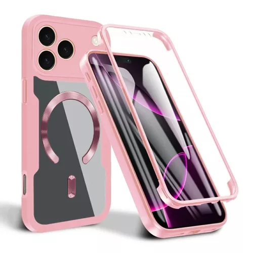 Techsuit - ColorVerse 360 MagSafe tok kijelzővédővel - iPhone 17 Pro - Rózsaszín