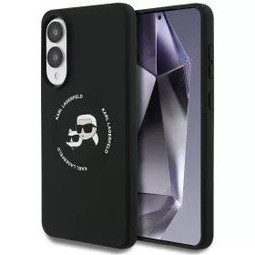   Karl Lagerfeld - Silicone Double Heads MagSafe (KLHMS25ESKCHTCK) - Samsung Galaxy S25 Edge - Black