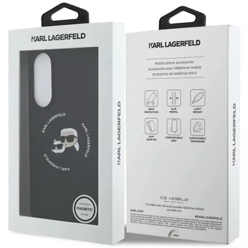 Karl Lagerfeld - Silicone Double Heads MagSafe (KLHMS25ESKCHTCK) - Samsung Galaxy S25 Edge - Black