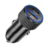 Techsuit - Premium Car Charger VoltDuo (C2) - with LED Light, USB QC 3.0, Type-C PD30W, ABS, Metal - Black