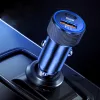 Techsuit - Premium Car Charger VoltDuo (C2) - with LED Light, USB QC 3.0, Type-C PD30W, ABS, Metal - Black