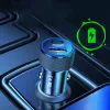 Techsuit - Premium Car Charger VoltDuo (C2) - with LED Light, USB QC 3.0, Type-C PD30W, ABS, Metal - Black