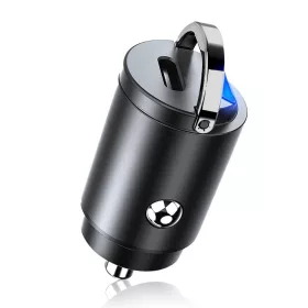   Techsuit - Premium Car Charger NanoVolt (C5) - Mini Design, Fast Charge, Type-C PD30W, Pull Ring, Aluminium Alloy - Black