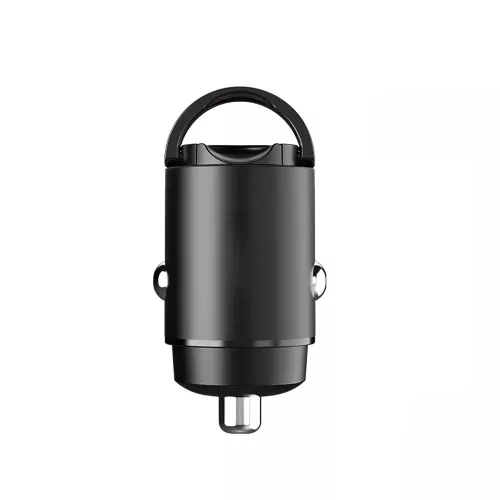 Techsuit - Premium Car Charger NanoVolt (C5) - Mini Design, Fast Charge, Type-C PD30W, Pull Ring, Aluminium Alloy - Black
