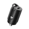 Techsuit - Premium Car Charger NanoVolt (C5) - Mini Design, Fast Charge, Type-C PD30W, Pull Ring, Aluminium Alloy - Black