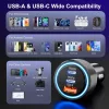 Techsuit - Premium Car Charger DriveBoost (C6) - Fast Charge, LED Light, USB, 2x Type-C, 60W - Silver