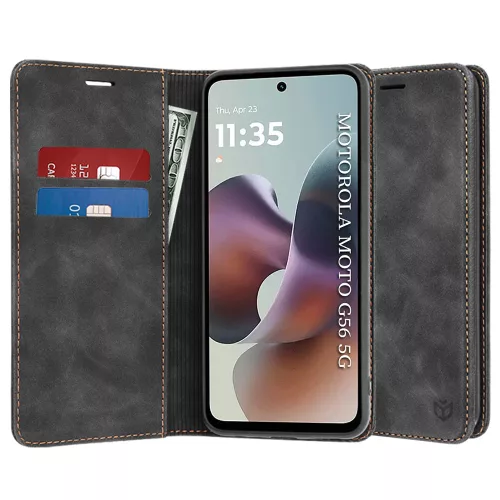 Techsuit - Confy Cover kinyitható tok - Motorola Moto G56 - Fekete