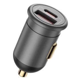   Blueo - Car Charger - USB, Type-C, 35W, with Built-in Protections, for 12V to 24V DC Socket, Matte Finish - Grey