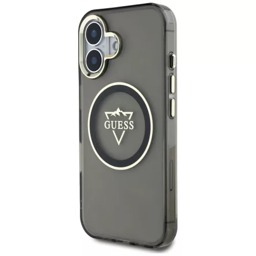 Guess - IML Fém Hegy Logó MagSafe (GUHMP16SHFGTMSLSK) - iPhone 16 - Fekete