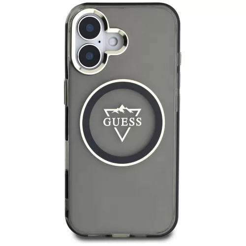 Guess - IML Fém Hegy Logó MagSafe (GUHMP16SHFGTMSLSK) - iPhone 16 - Fekete