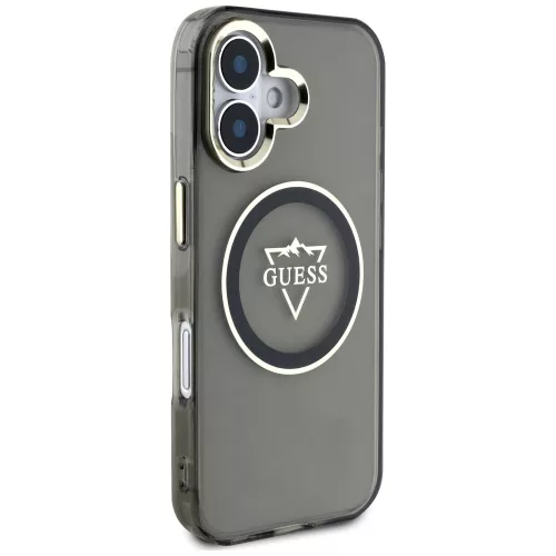 Guess - IML Fém Hegy Logó MagSafe (GUHMP16SHFGTMSLSK) - iPhone 16 - Fekete