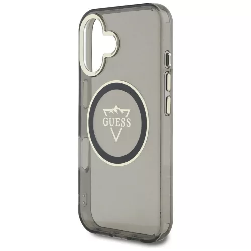 Guess - IML Fém Hegy Logó MagSafe (GUHMP16SHFGTMSLSK) - iPhone 16 - Fekete