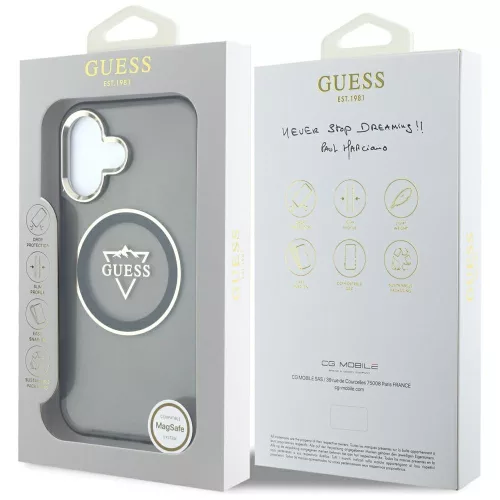 Guess - IML Fém Hegy Logó MagSafe (GUHMP16SHFGTMSLSK) - iPhone 16 - Fekete