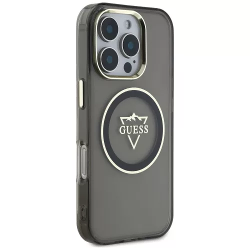 Guess - IML Fém Hegy Logó MagSafe (GUHMP16LHFGTMSLSK) - iPhone 16 Pro - Fekete