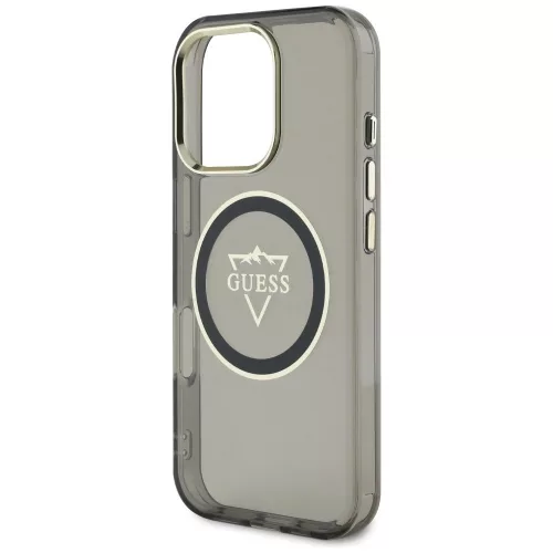 Guess - IML Fém Hegy Logó MagSafe (GUHMP16LHFGTMSLSK) - iPhone 16 Pro - Fekete