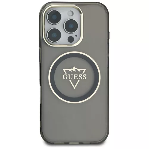Guess - IML Fém Hegy Logó MagSafe (GUHMP16XHFGTMSLSK) - iPhone 16 Pro Max - Fekete