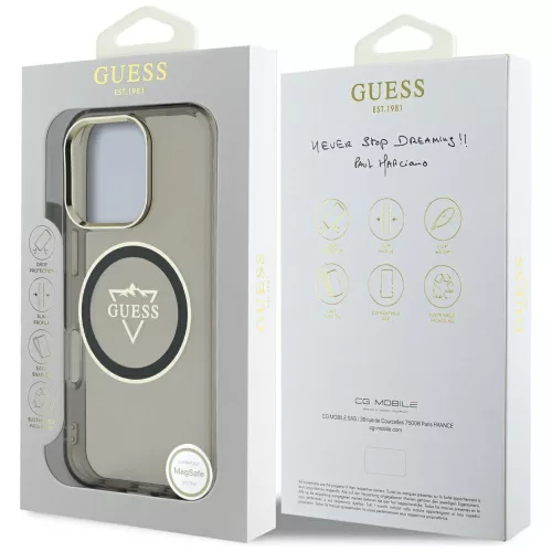 Guess - IML Fém Hegy Logó MagSafe (GUHMP16XHFGTMSLSK) - iPhone 16 Pro Max - Fekete