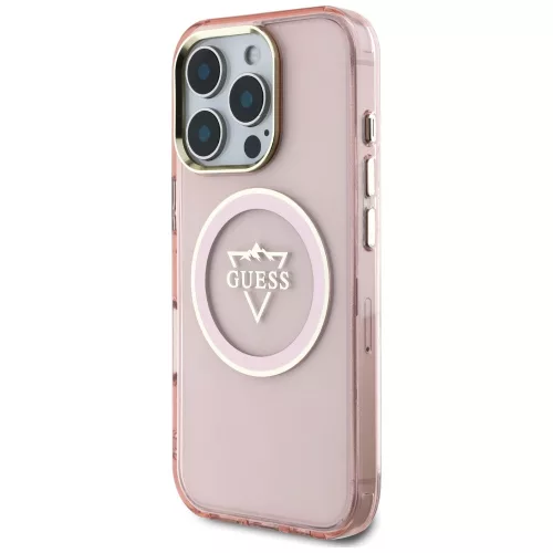 Guess - IML Fém Hegy Logó MagSafe (GUHMP16XHFGTMSLSP) - iPhone 16 Pro Max - Rózsaszín