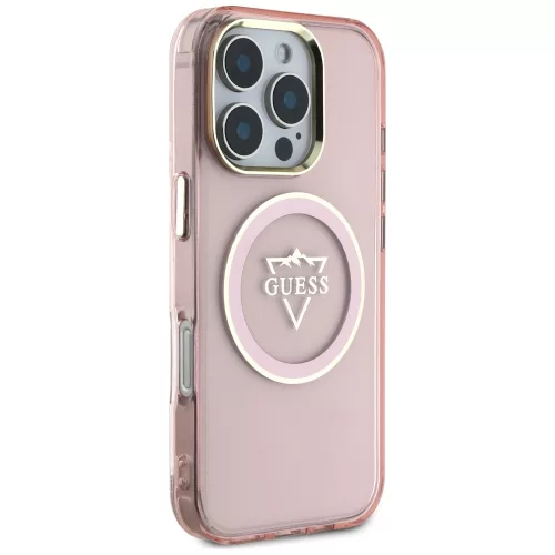 Guess - IML Fém Hegy Logó MagSafe (GUHMP16XHFGTMSLSP) - iPhone 16 Pro Max - Rózsaszín