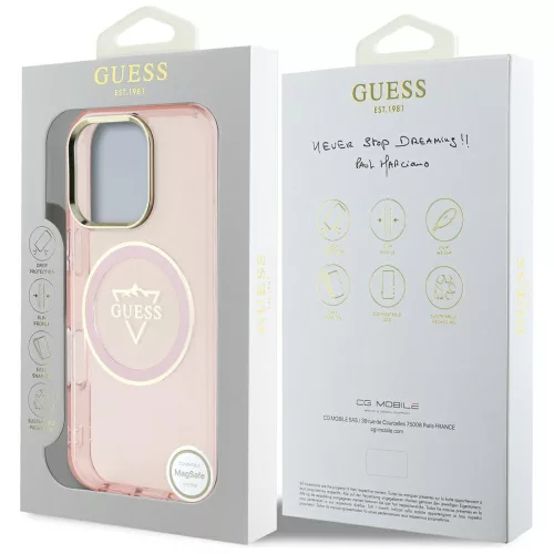 Guess - IML Fém Hegy Logó MagSafe (GUHMP16XHFGTMSLSP) - iPhone 16 Pro Max - Rózsaszín
