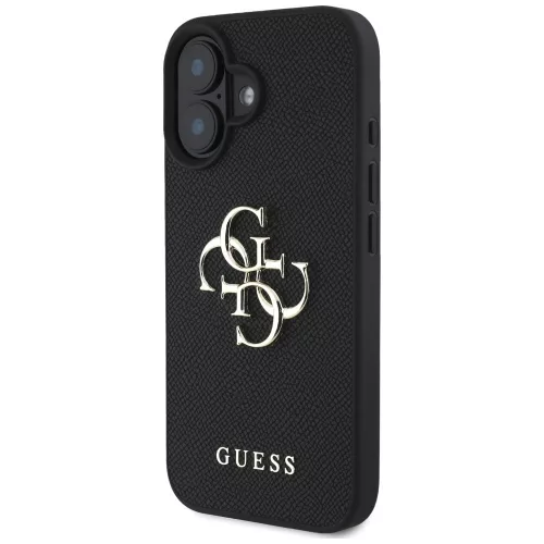 Guess - Keménytok Nagy 4G Logó Kis Klasszikus Logóval (GUHCP16SPGT4MBK) - iPhone 16 - Fekete