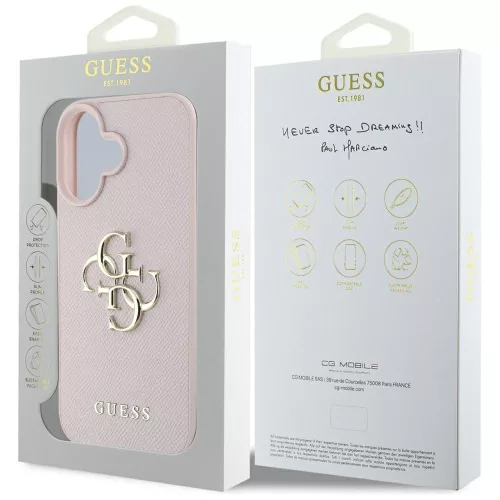 Guess - Keménytok Nagy 4G Logó Kis Klasszikus Logóval (GUHCP16SPGT4MBP) - iPhone 16 - Rózsaszín