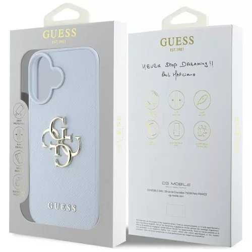 Guess - Keménytok Nagy 4G Logó Kis Klasszikus Logóval (GUHCP16SPGT4MBB) - iPhone 16 - Kék