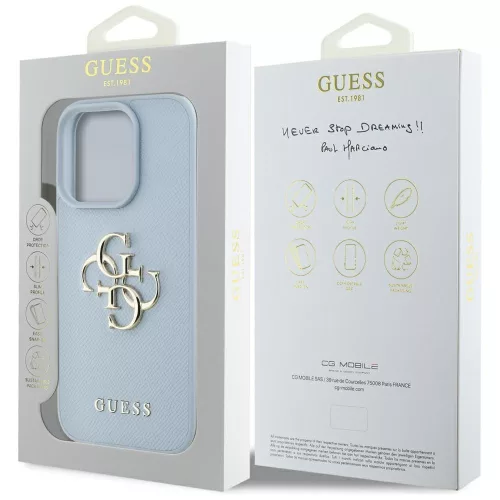 Guess - Keménytok Nagy 4G Logó Kis Klasszikus Logóval (GUHCP16LPGT4MBB) - iPhone 16 Pro - Kék