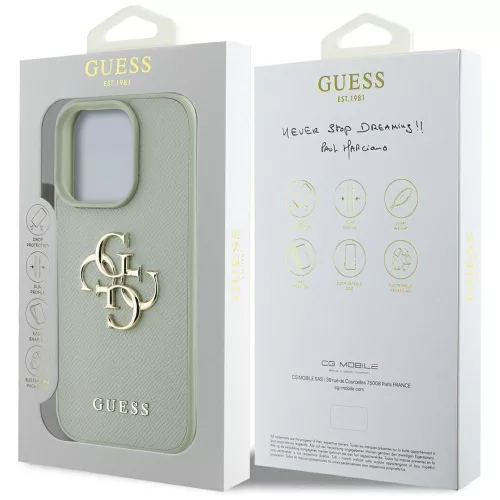 Guess - Keménytok Nagy 4G Logó Kis Klasszikus Logóval (GUHCP16XPGT4MBN) - iPhone 16 Pro Max - Zöld