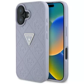   Guess - Bőr Hőpecsétes 4G Mintás Háromszög Fém Logó (GUHCP16SPGP4STRU) - iPhone 16 - Világos Lila