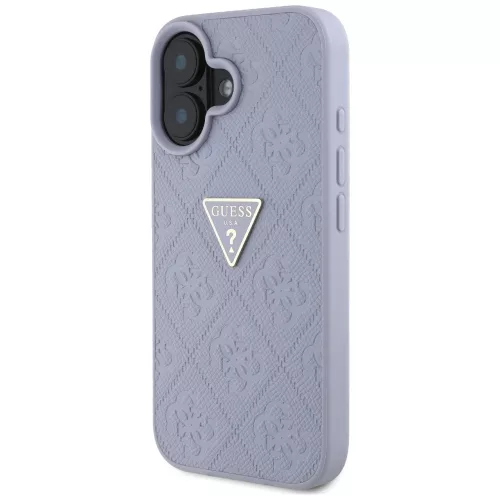 Guess - Bőr Hőpecsétes 4G Mintás Háromszög Fém Logó (GUHCP16SPGP4STRU) - iPhone 16 - Világos Lila