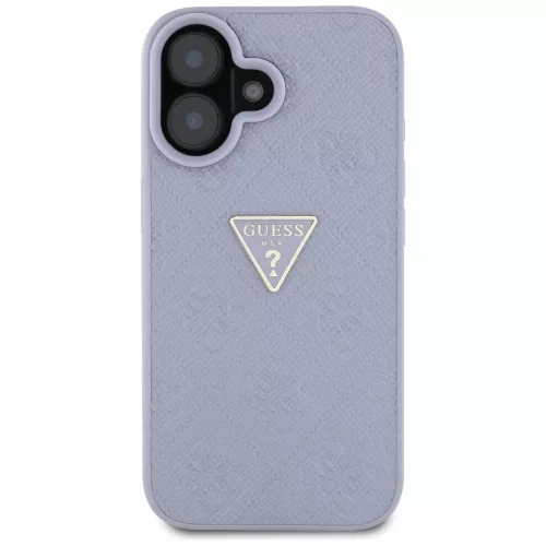 Guess - Bőr Hőpecsétes 4G Mintás Háromszög Fém Logó (GUHCP16SPGP4STRU) - iPhone 16 - Világos Lila